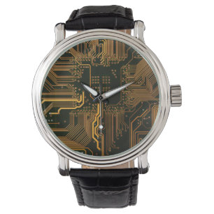 Geek Out Nerd PCB Sinaasappel Electronic Circuit B Horloge