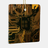 Geek Out Nerd PCB Sinaasappel Electronic Circuit B Keramisch Ornament (Rechts)