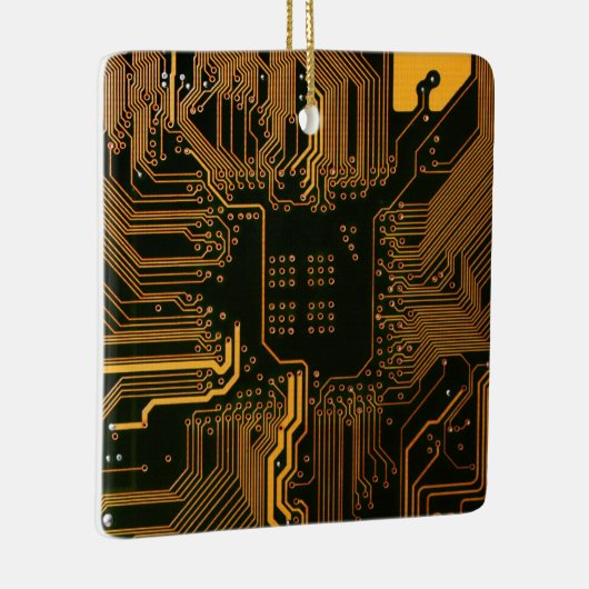 Geek Out Nerd PCB Sinaasappel Electronic Circuit B Keramisch Ornament (Rechts)