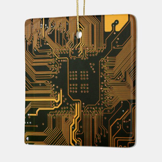 Geek Out Nerd PCB Sinaasappel Electronic Circuit B Keramisch Ornament (Links)