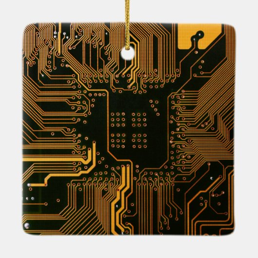 Geek Out Nerd PCB Sinaasappel Electronic Circuit B Keramisch Ornament (Achterkant)