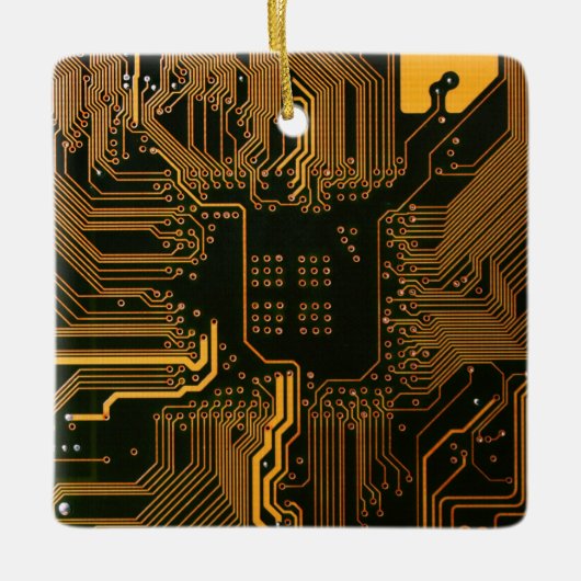 Geek Out Nerd PCB Sinaasappel Electronic Circuit B Keramisch Ornament (Voorkant)