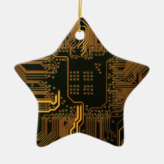 Geek Out Nerd PCB Sinaasappel Electronic Circuit B Keramisch Ornament (Voorkant)