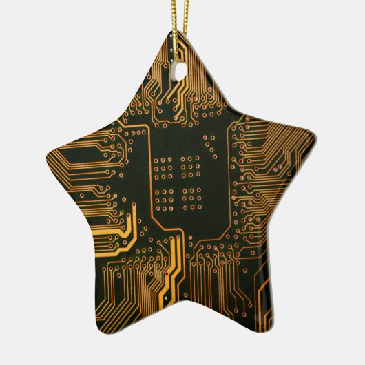 Geek Out Nerd PCB Sinaasappel Electronic Circuit B Keramisch Ornament (Links)