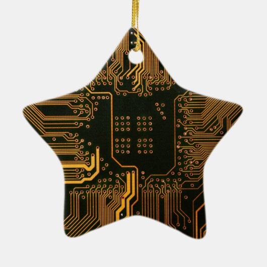 Geek Out Nerd PCB Sinaasappel Electronic Circuit B Keramisch Ornament (Achterkant)