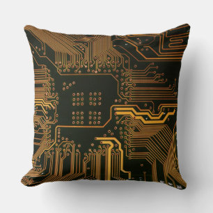 Geek Out Nerd PCB Sinaasappel Electronic Circuit B Kussen