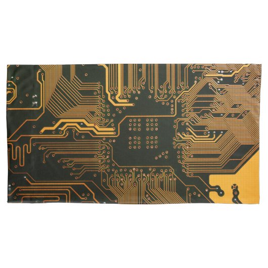Geek Out Nerd PCB Sinaasappel Electronic Circuit B Kussensloop (Voorkant)