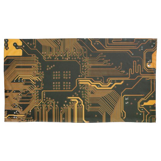 Geek Out Nerd PCB Sinaasappel Electronic Circuit B Kussensloop (Voorkant-Links)