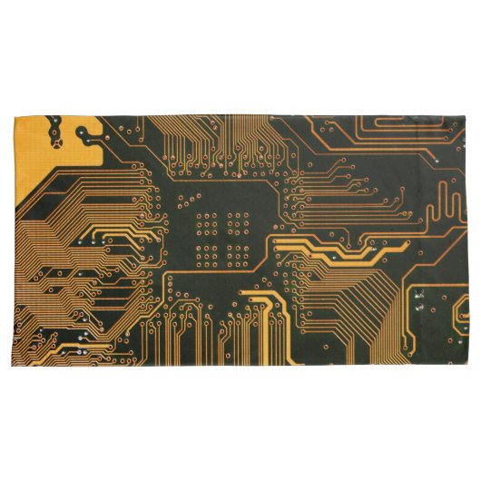 Geek Out Nerd PCB Sinaasappel Electronic Circuit B Kussensloop (Voorkant-Rechts)