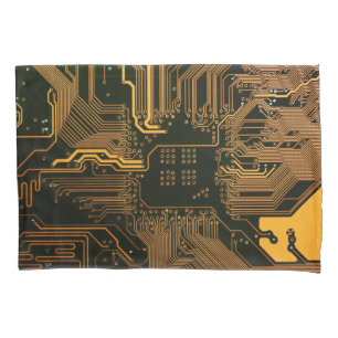 Geek Out Nerd PCB Sinaasappel Electronic Circuit B Kussensloop