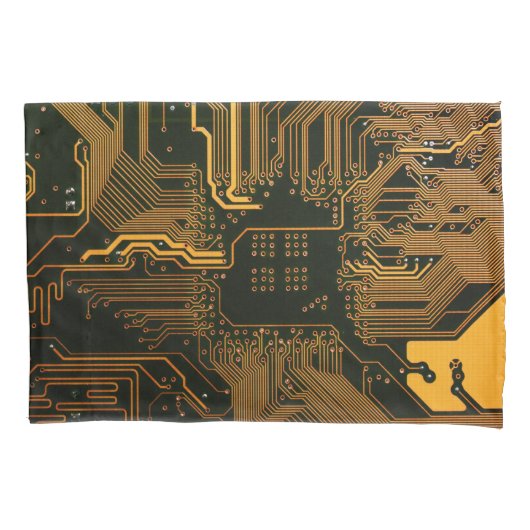 Geek Out Nerd PCB Sinaasappel Electronic Circuit B Kussensloop (Voorkant-Links)