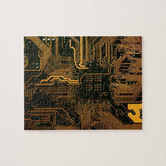 Geek Out Nerd PCB Sinaasappel Electronic Circuit B Legpuzzel (Horizontaal)