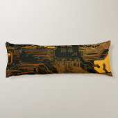 Geek Out Nerd PCB Sinaasappel Electronic Circuit B Lichaamskussen (Achterkant)