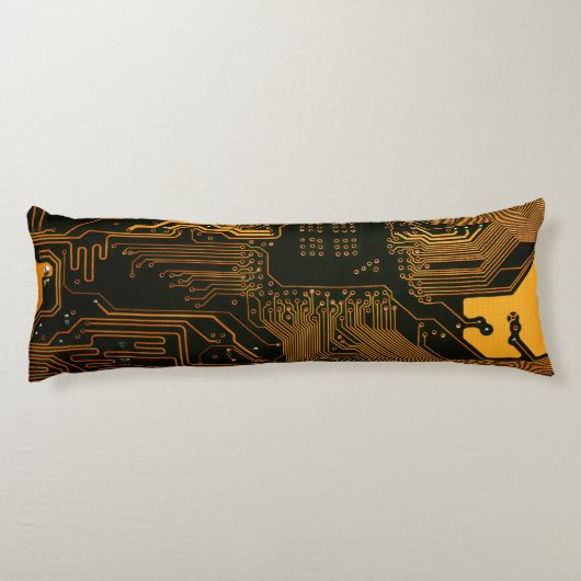 Geek Out Nerd PCB Sinaasappel Electronic Circuit B Lichaamskussen (Achterkant)