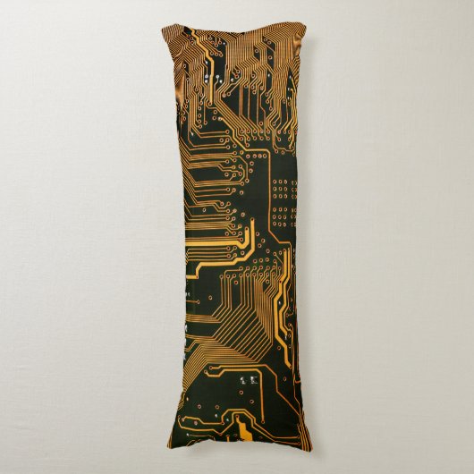 Geek Out Nerd PCB Sinaasappel Electronic Circuit B Lichaamskussen (Voorkant Verticaal)