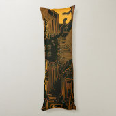 Geek Out Nerd PCB Sinaasappel Electronic Circuit B Lichaamskussen (Achterkant (Verticaal))