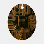 Geek Out Nerd PCB Sinaasappel Electronic Circuit B Metalen Ornament (Voorkant)
