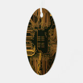 Geek Out Nerd PCB Sinaasappel Electronic Circuit B Metalen Ornament (Voorkant links)