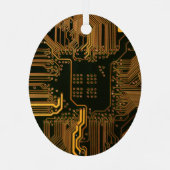 Geek Out Nerd PCB Sinaasappel Electronic Circuit B Metalen Ornament (Achterkant)