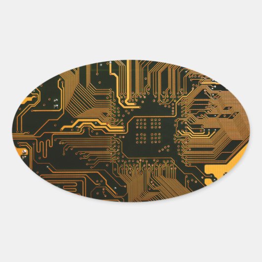 Geek Out Nerd PCB Sinaasappel Electronic Circuit B Ovale Sticker (Voorkant)