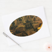 Geek Out Nerd PCB Sinaasappel Electronic Circuit B Ovale Sticker (Envelop)