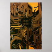 Geek Out Nerd PCB Sinaasappel Electronic Circuit B Poster (Voorkant)