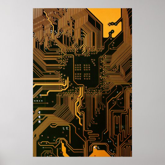 Geek Out Nerd PCB Sinaasappel Electronic Circuit B Poster (Voorkant)