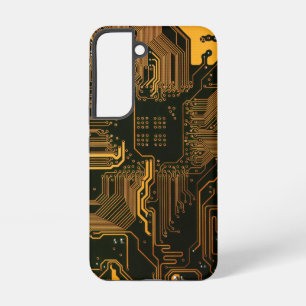 Geek Out Nerd PCB Sinaasappel Electronic Circuit B Samsung Galaxy Hoesje