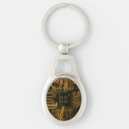 Geek Out Nerd PCB Sinaasappel Electronic Circuit B Sleutelhanger (Voorkant)