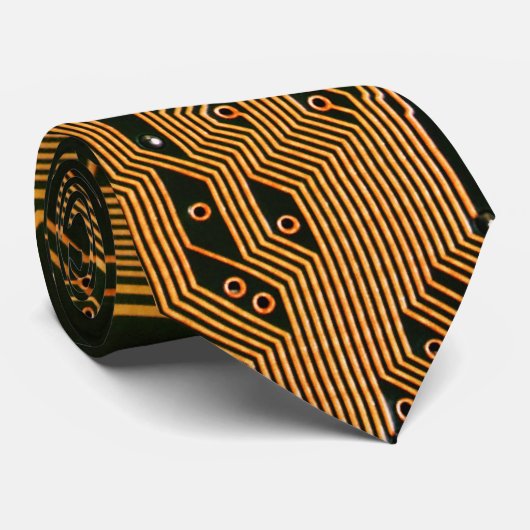 Geek Out Nerd PCB Sinaasappel Electronic Circuit B Stropdas (Opgerold)
