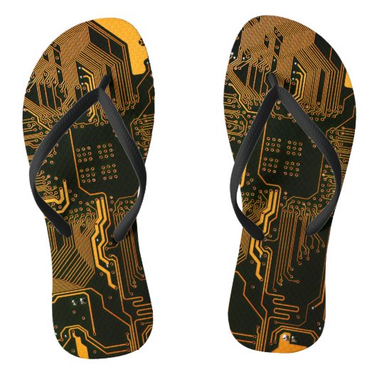 Geek Out Nerd PCB Sinaasappel Electronic Circuit B Teenslippers (Voetbed)