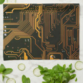 Geek Out Nerd PCB Sinaasappel Electronic Circuit B Theedoek (Gevouwen)