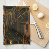 Geek Out Nerd PCB Sinaasappel Electronic Circuit B Theedoek (Quarter Fold)
