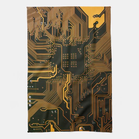 Geek Out Nerd PCB Sinaasappel Electronic Circuit B Theedoek (Verticaal)