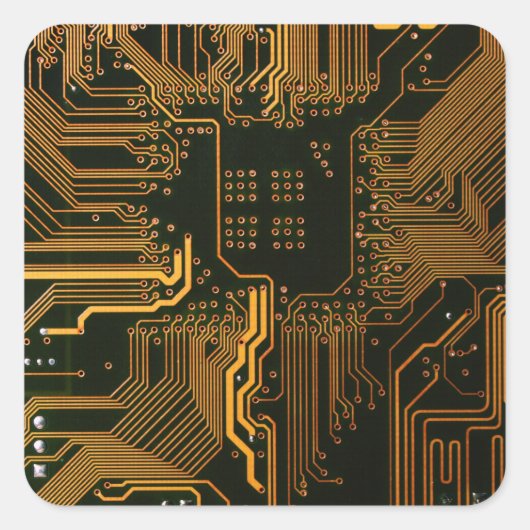 Geek Out Nerd PCB Sinaasappel Electronic Circuit B Vierkante Sticker (Voorkant)