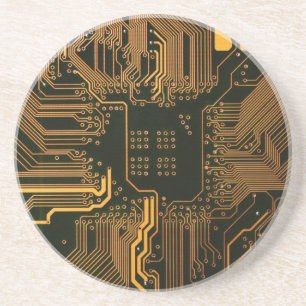 Geek Out Nerd PCB Sinaasappel Electronic Circuit B Zandsteen Onderzetter