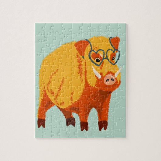 Geek Pig Funny Boar Wild Animal Legpuzzel (Verticaal)