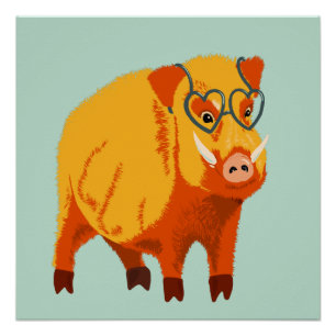 Geek Pig Funny Boar Wild Animal Perfect Poster