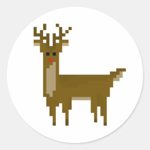 Geek Pixel Rudolph Rendieren Vakantie Stickers