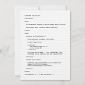 Geek Programmer HTML Code Birthday Uitnodiging (Voorkant)