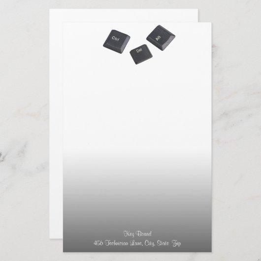Geek Reboot Computer Keys grijs verloop Briefpapier (Voorkant / Achterkant)