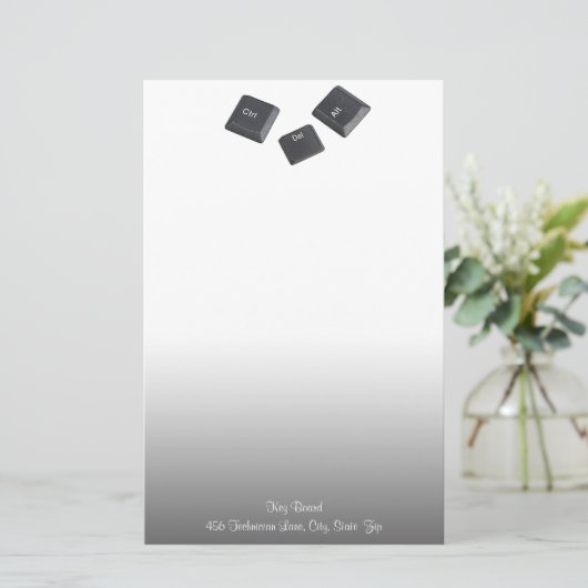 Geek Reboot Computer Keys grijs verloop Briefpapier (Staand voorkant)