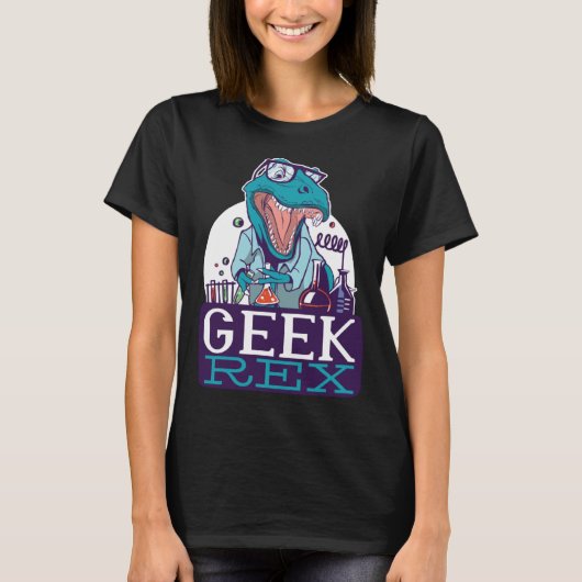 Geek Rex T-Rex Dinosaur Funny Scientists Shirt Che (Voorkant)