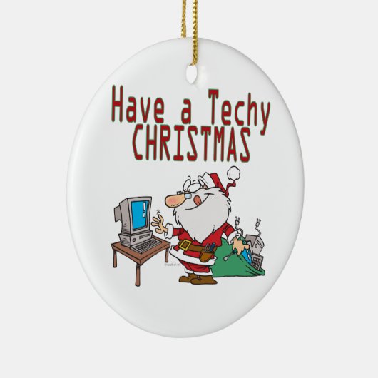geek santa , een techno - kerstcomputer keramisch ornament (Rechts)