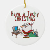 geek santa , een techno - kerstcomputer keramisch ornament (Voorkant)