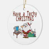 geek santa , een techno - kerstcomputer keramisch ornament (Links)