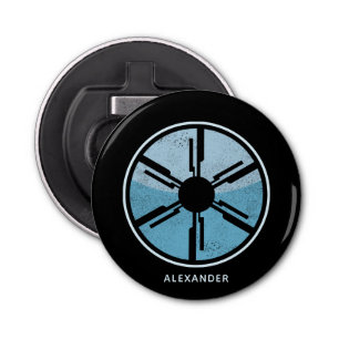 Geek Sci Fi Verdrietig Futuristische Ruimte Blauw  Button Flesopener