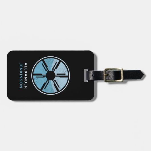 Geek SciFi Verdrietig Futuristische Ruimte Blauw O Bagagelabel (Voorkant horizontaal)