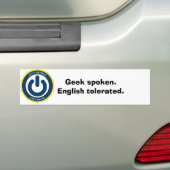 Geek sprak. Engels getolereerd. Bumpersticker (Op auto)