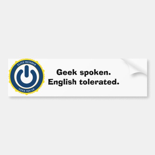 Geek sprak. Engels getolereerd. Bumpersticker (Voorkant)